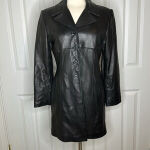 FRENCHI Lambskin Black Leather Trench - Size L
